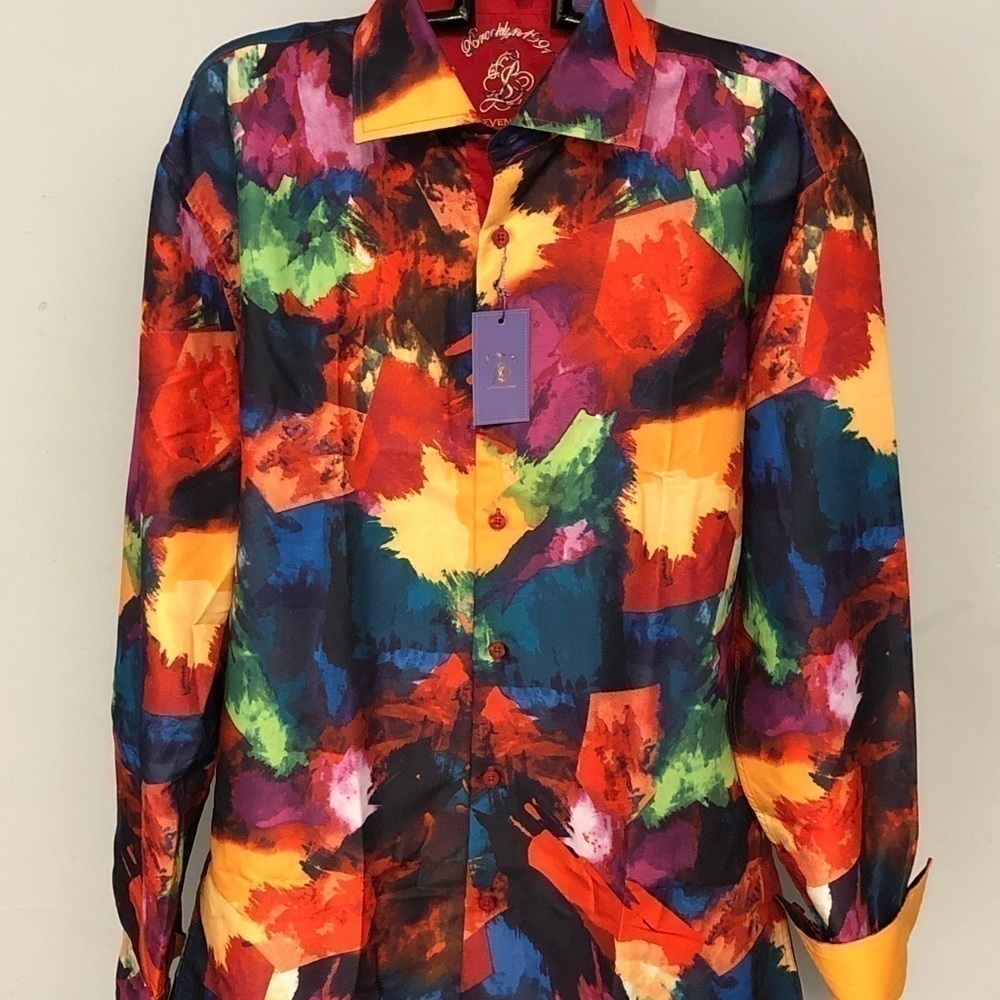 Steven lands button down shirt multi color regular fitn - Picture 1 of 3